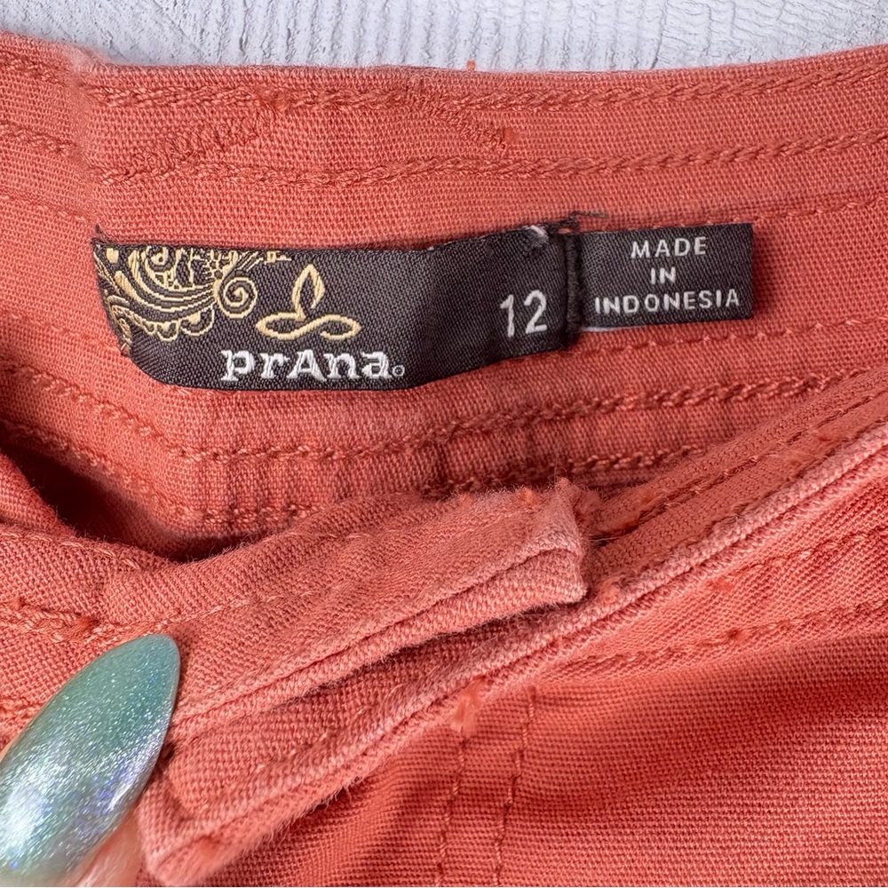 PrAna Organic Cotton Burnt Orange Elle Hiking Shorts Women's Sz 12 - Picture 8 of 8